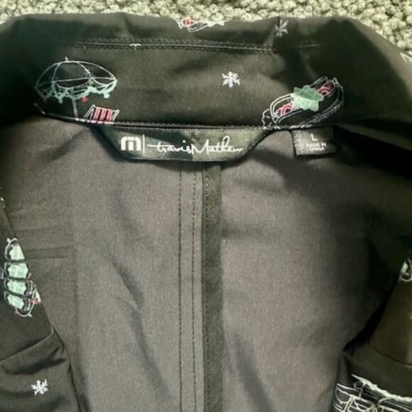 Travis Mathew Christmas blazer in Golfing Santa Design - Size Large - Black NWOT - Picture 5 of 7